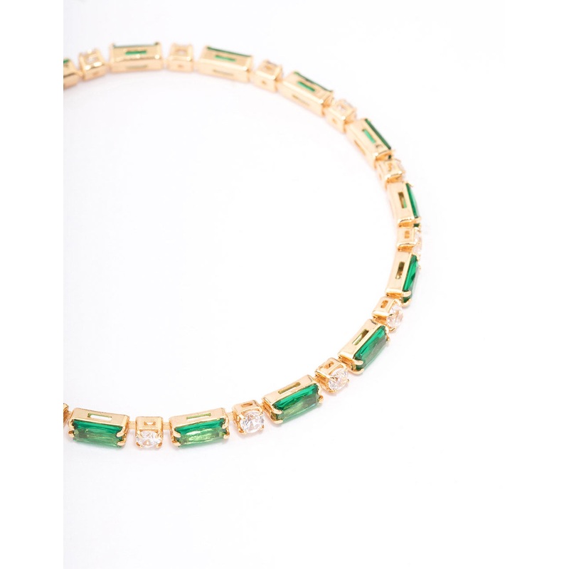 Gold Plated Baguette Stone Toggle Tennis Bracelet