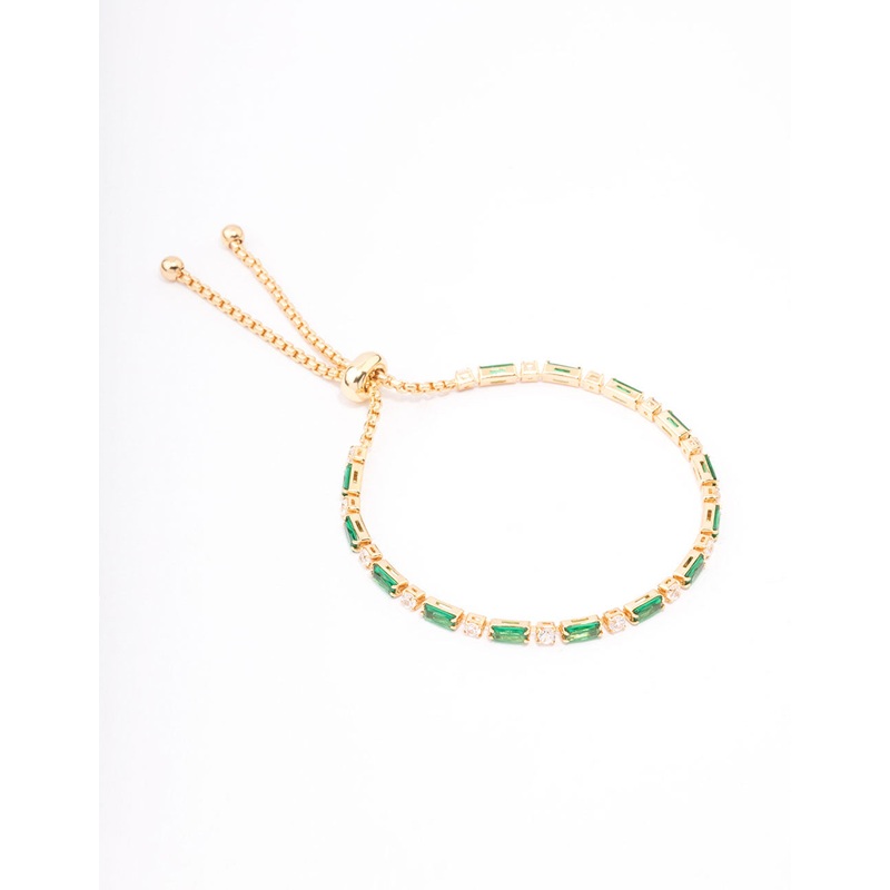 Gold Plated Baguette Stone Toggle Tennis Bracelet