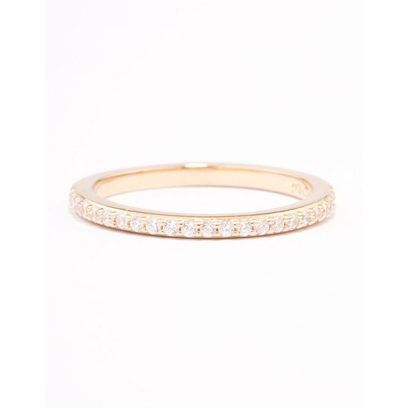 Gold Plated Sterling Silver Cubic Zirconia Pave Ring