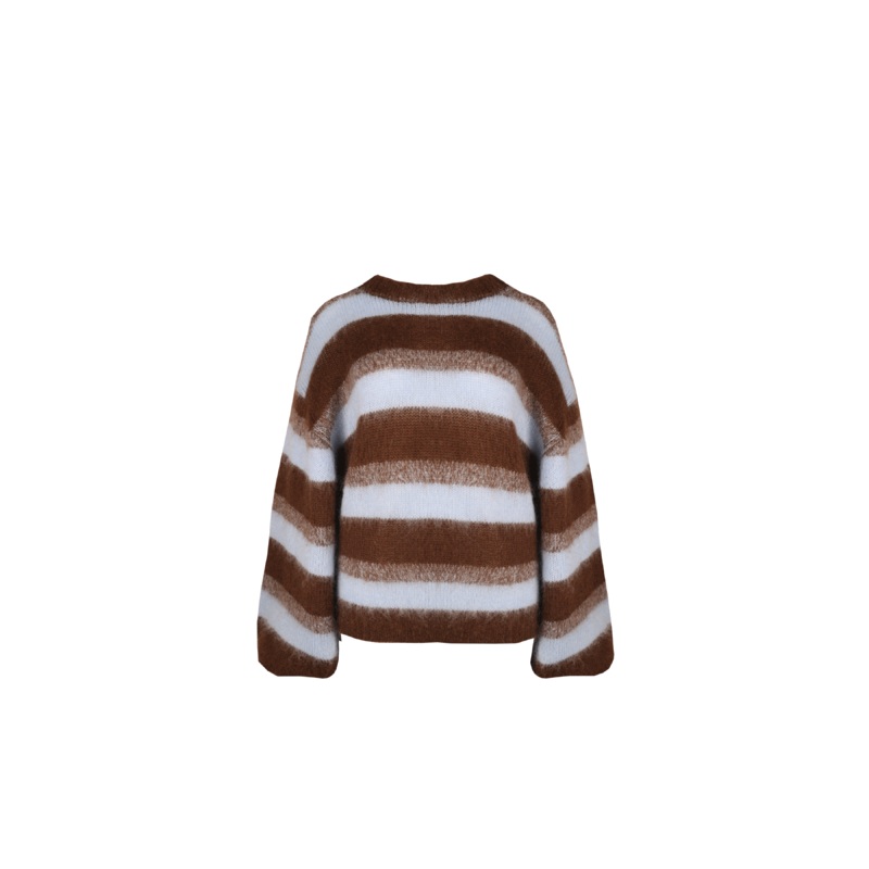 JOSIE SWEATER BROWN AQUA STRIPE
