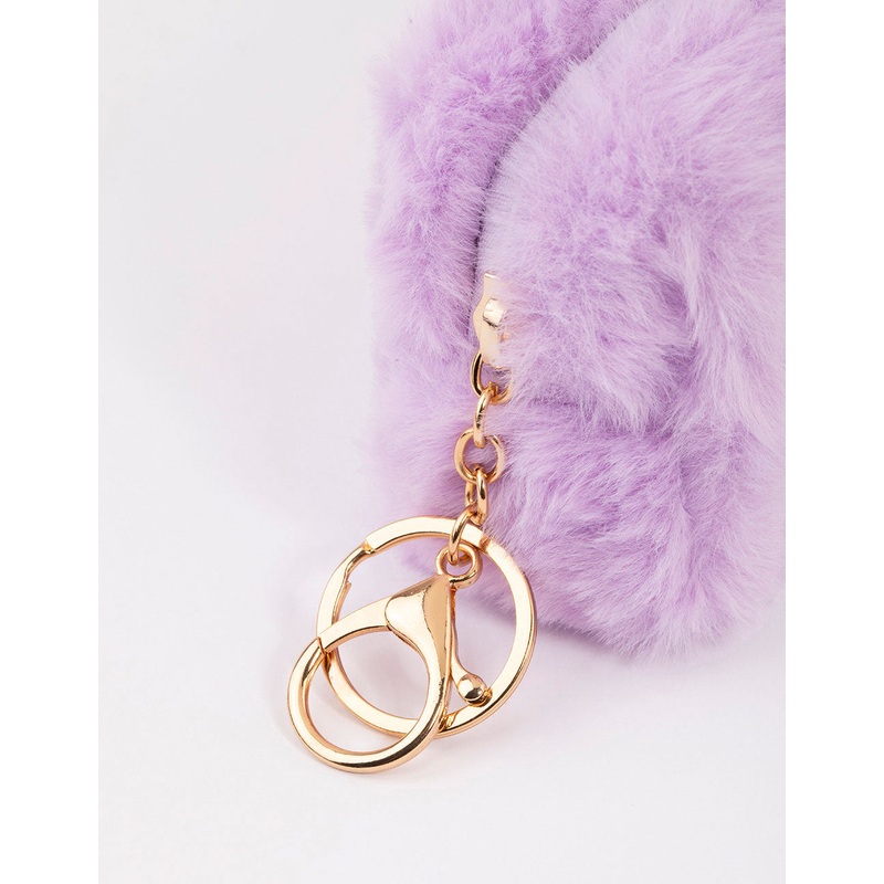 Lilac Fluffy Key Ring Pouch