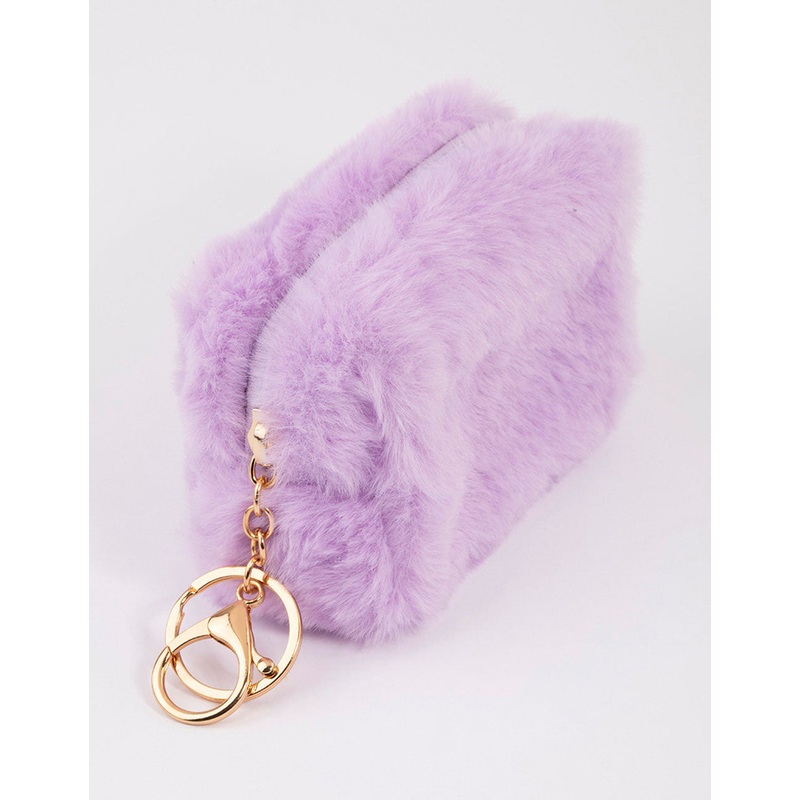 Lilac Fluffy Key Ring Pouch
