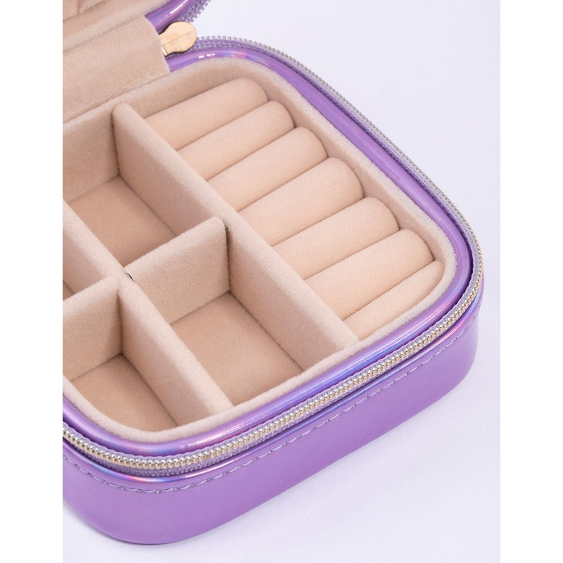 Lilac Holographic Faux Leather Jewellery Box