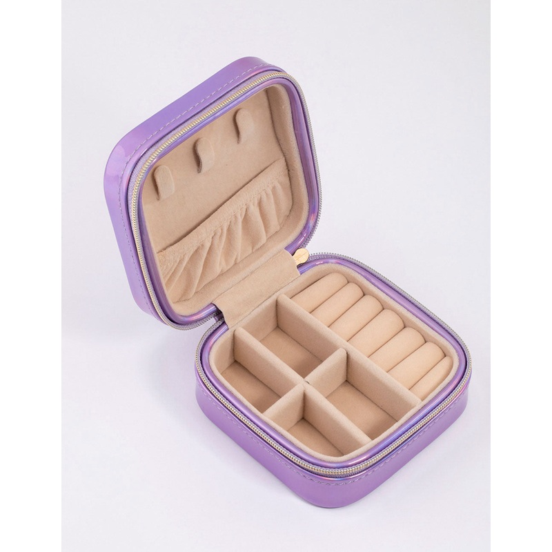Lilac Holographic Faux Leather Jewellery Box