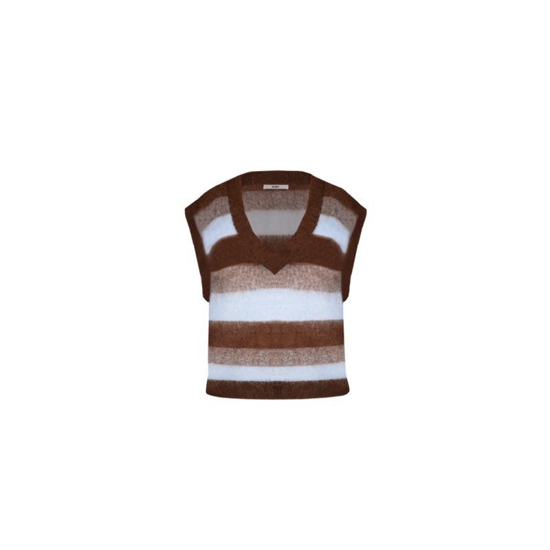 WATERMELON VEST BROWN AQUA STRIPE