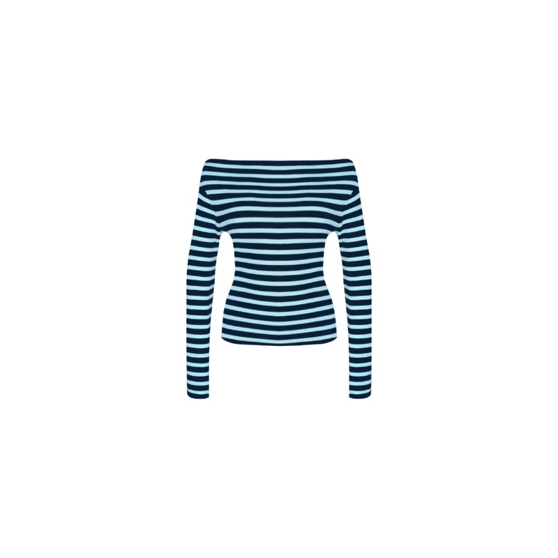 EMMA KNIT LONG SLEEVE  BABY BLUE NAVY STRIPE