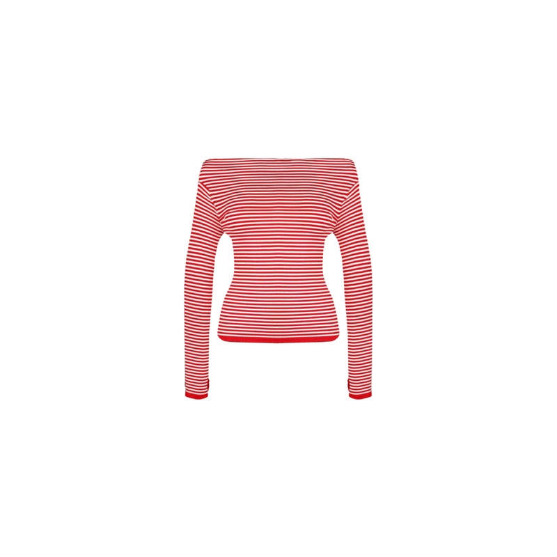 EMMA KNIT LONG SLEEVE  RED WHITE STRIPE