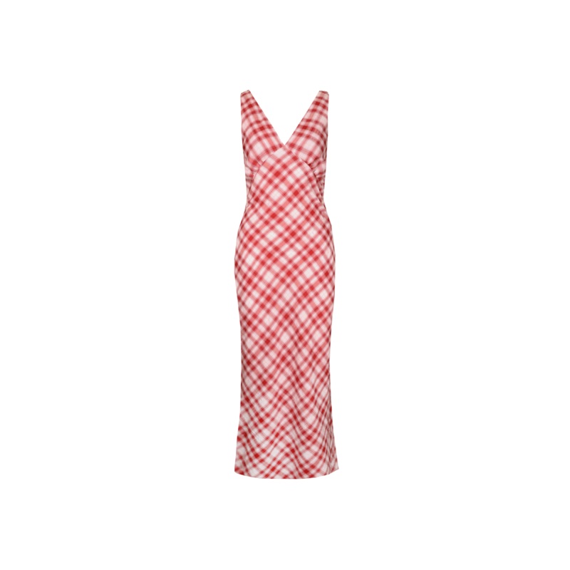 ESME GINGHAM SLIP DRESS RED CHECK