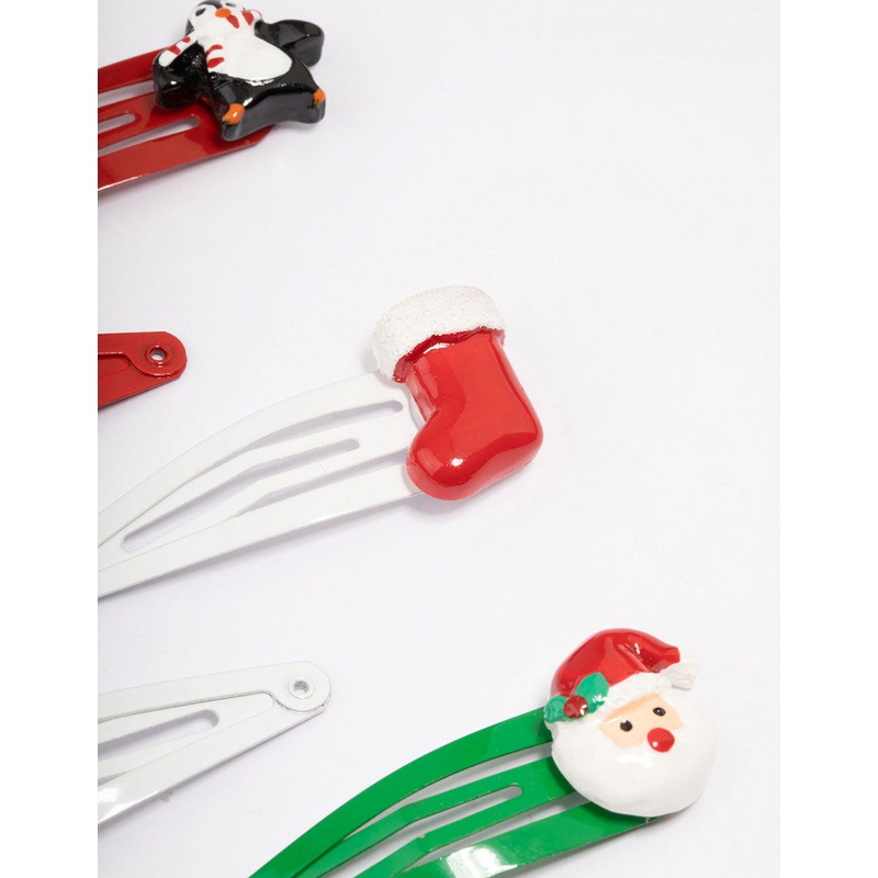 Kids Christmas Santa Hair Snaps 6-Pack