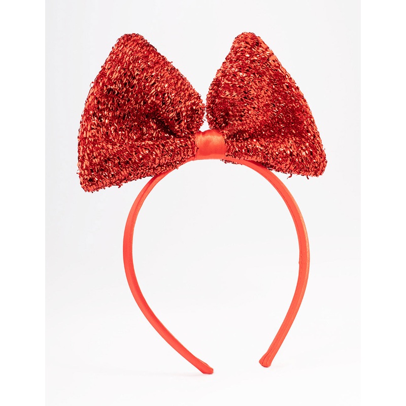 Kids Fabric Christmas Statement Sparkly Bow Headband