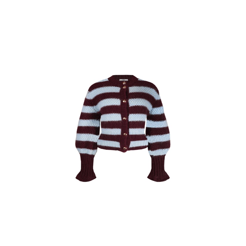 MATILDA CARDIGAN BURGUNDY AQUA STRIPE