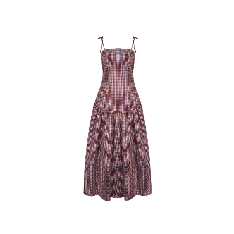 TRULLI MAXI DRESS BLUE WINE GINGHAM