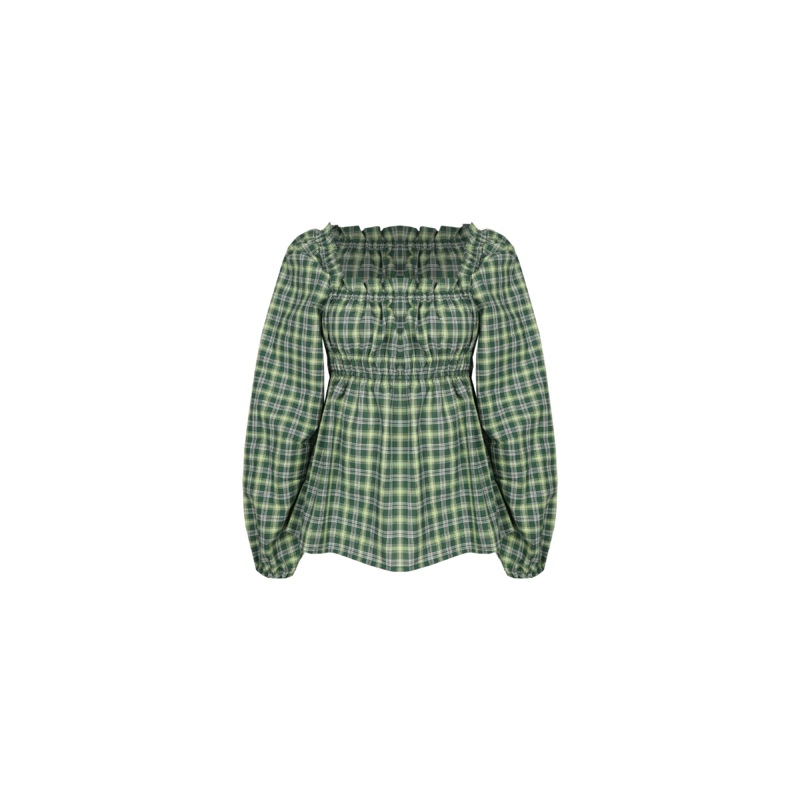 ANASTASIA BLOUSE GREEN TARTAN|4|6|8|10|12|14|16|18|20