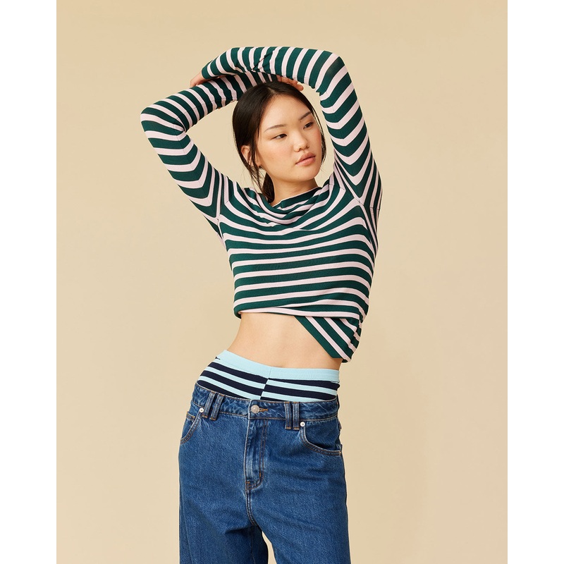 EMMA KNIT LONG SLEEVE PINK FOREST STRIPE