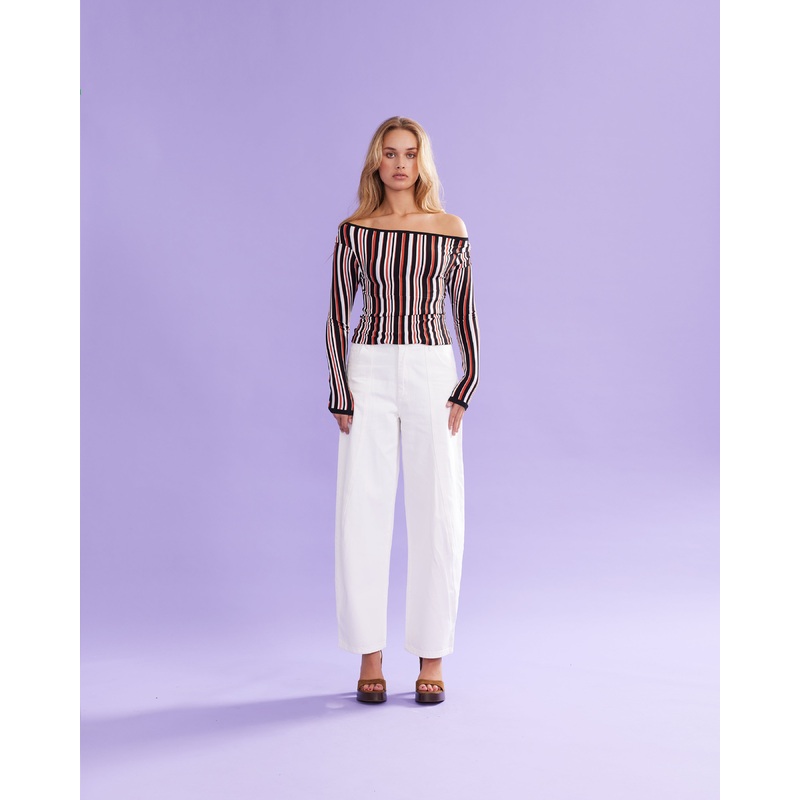 EMMA KNIT LONG SLEEVE  RETRO BLACK STRIPE