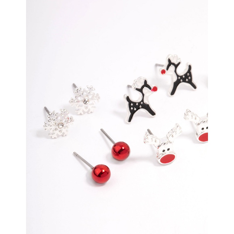 Kids Christmas Critter Stud Earrings 6-Pack