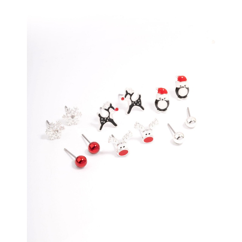 Kids Christmas Critter Stud Earrings 6-Pack