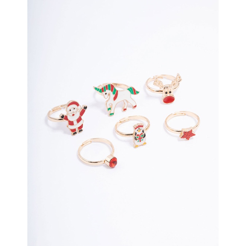 Kids Christmas Santa Ring 6-Pack