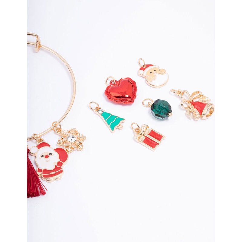 Kids Gold DIY Beaded Ball Christmas Charm Bracelet