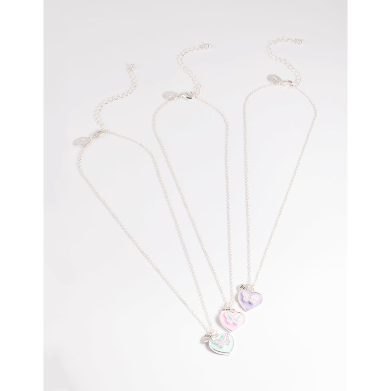 Kids Pastel Butterfly Heart BFF Necklace Pack