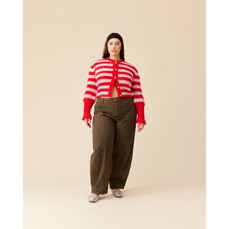 MATILDA CARDIGAN PINK CHERRY STRIPE