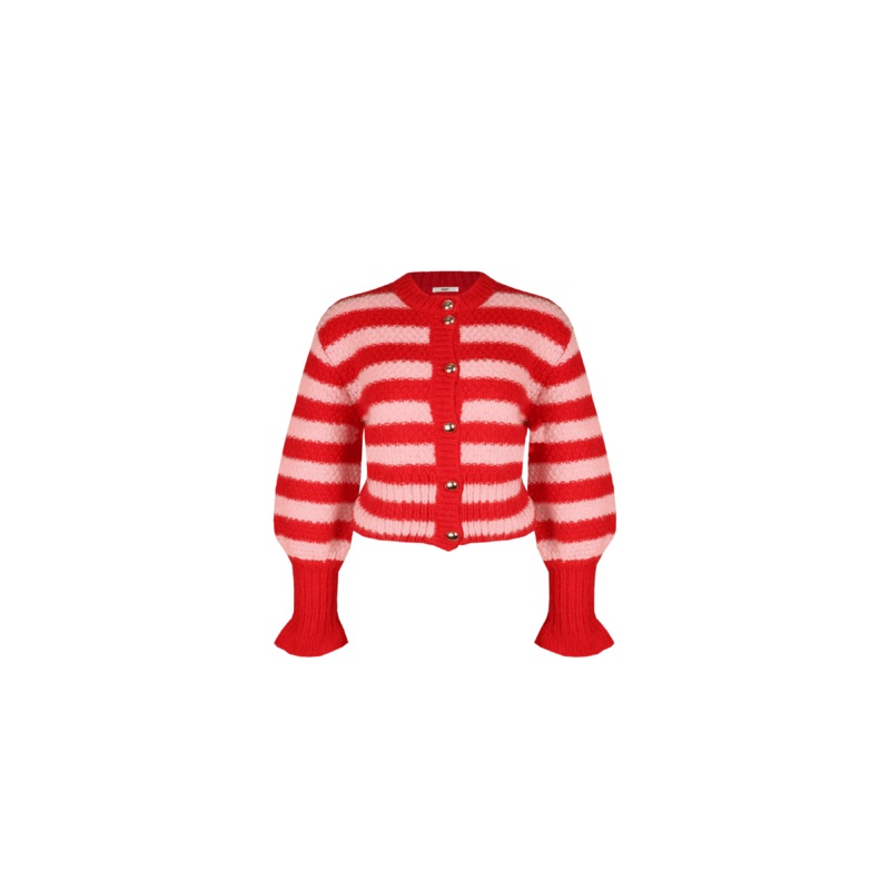 MATILDA CARDIGAN PINK CHERRY STRIPE