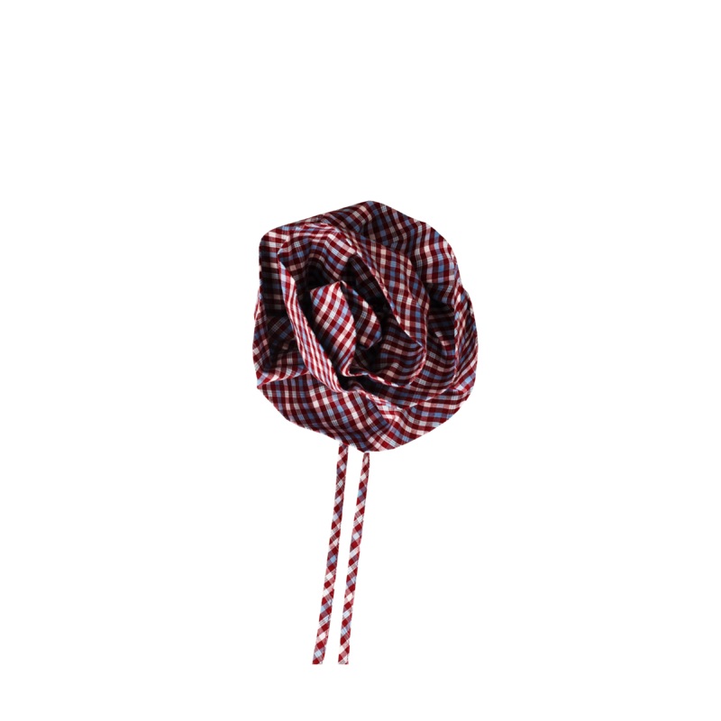 ROSETTE TIE BLUE WINE GINGHAM|ONE SIZE