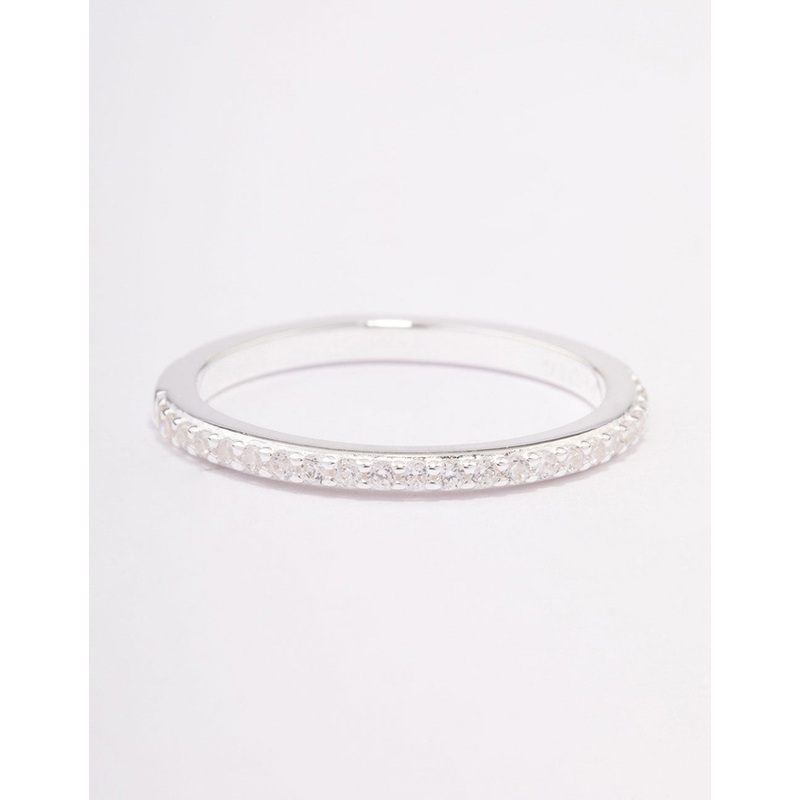 Sterling Silver Cubic Zirconia Pave Band Ring