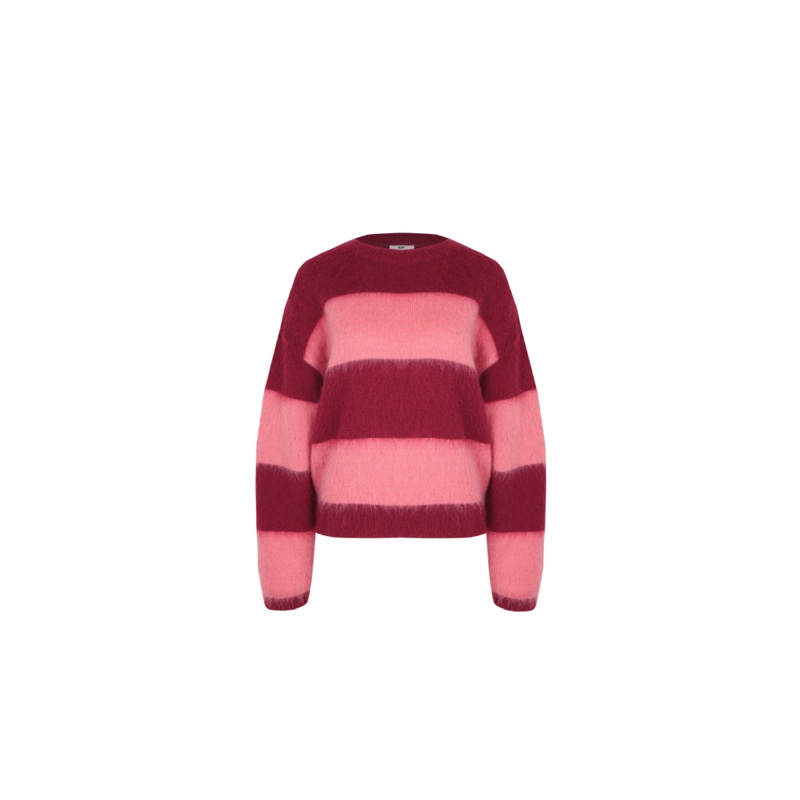 VELMA SWEATER PINK BURGUNDY STRIPE