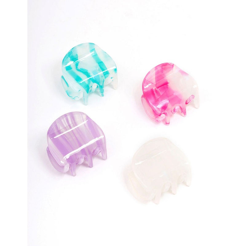 Acrylic Mixed Moon Pendant Dome Claw Clip 4-Pack