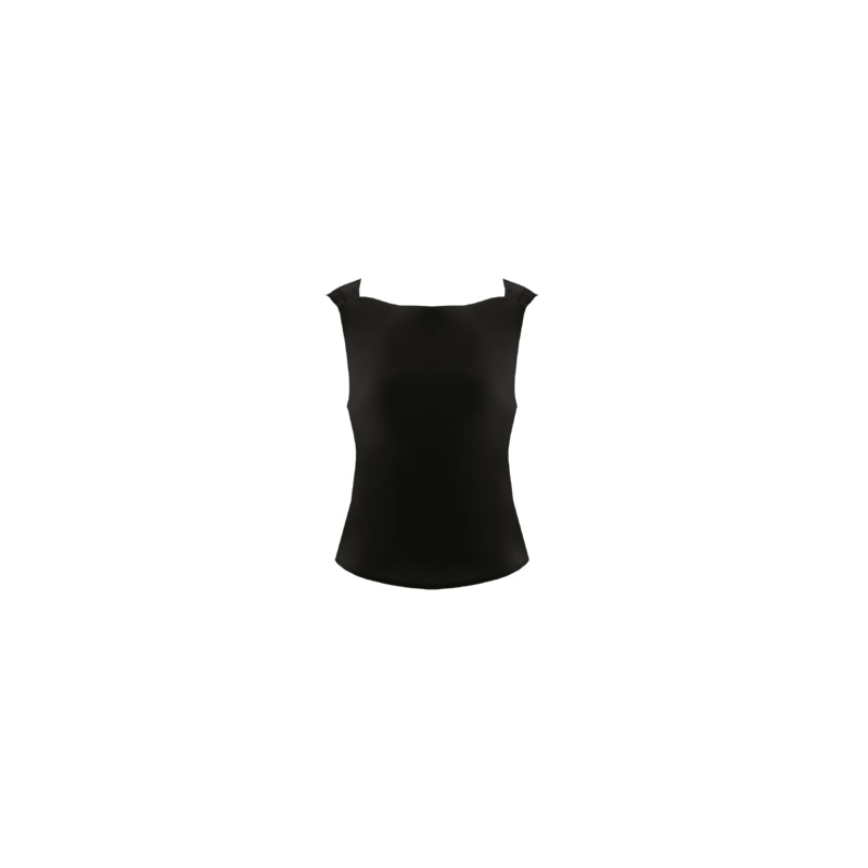 FIREBIRD COWL SLEEVELESS TOP BLACK SATIN