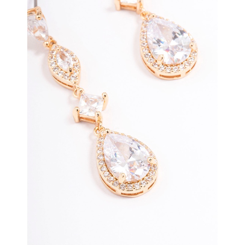 Gold Elegant Pear Drop Earrings