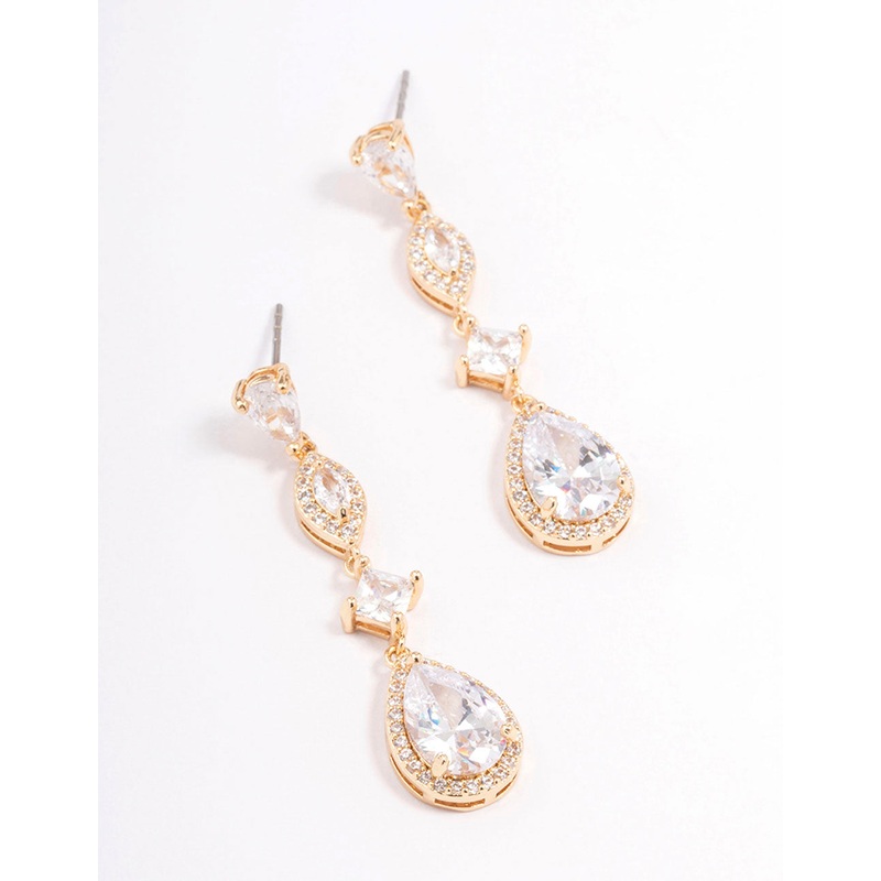 Gold Elegant Pear Drop Earrings