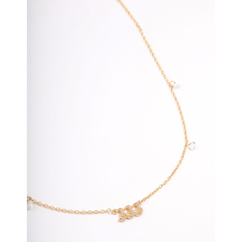 Gold Plated 333 Angel Number Cubic Zirconia Pendant Necklace