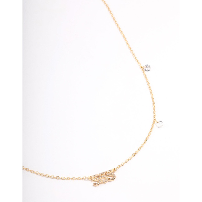 Gold Plated 555 Angel Number Cubic Zirconia Pendant Necklace