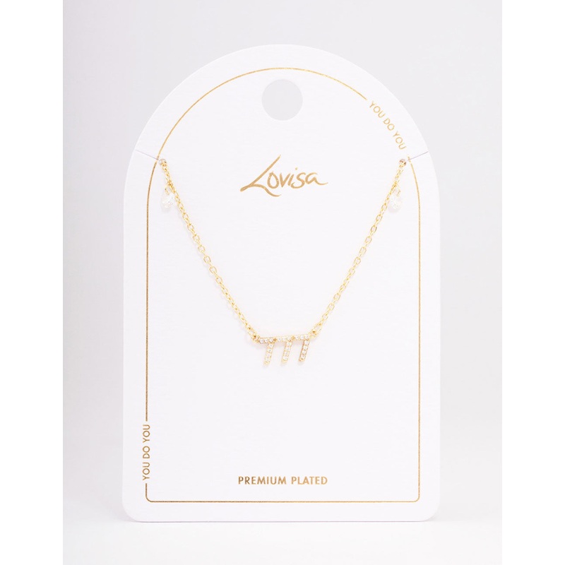 Gold Plated 777 Angel Number Cubic Zirconia Pendant Necklace