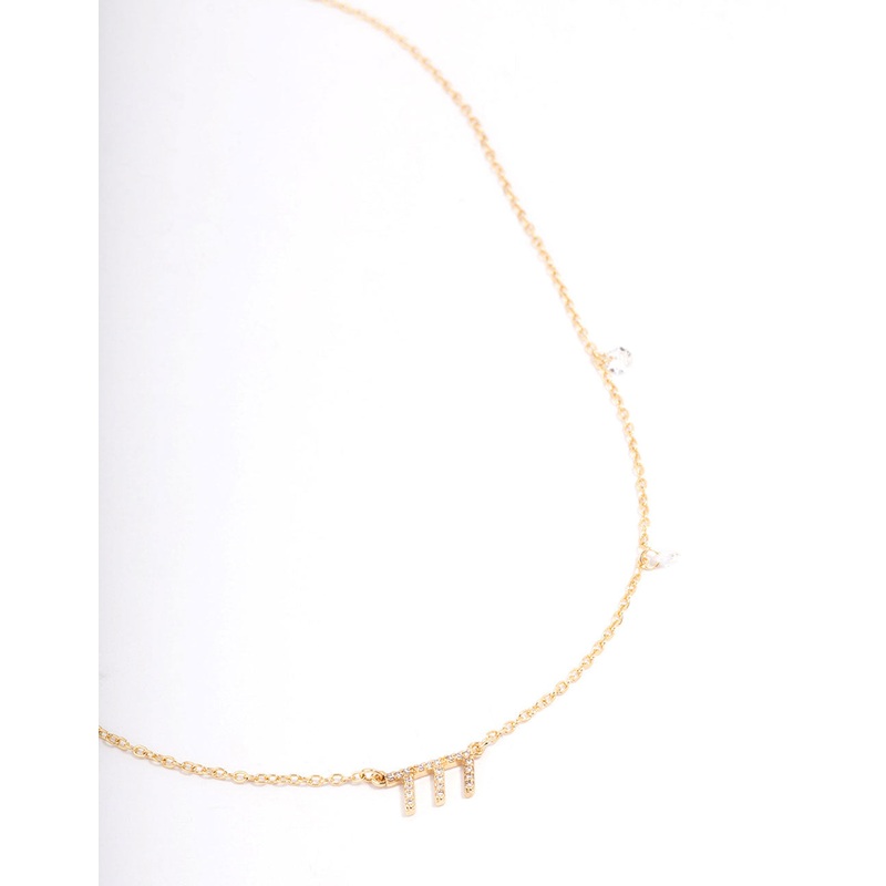 Gold Plated 777 Angel Number Cubic Zirconia Pendant Necklace