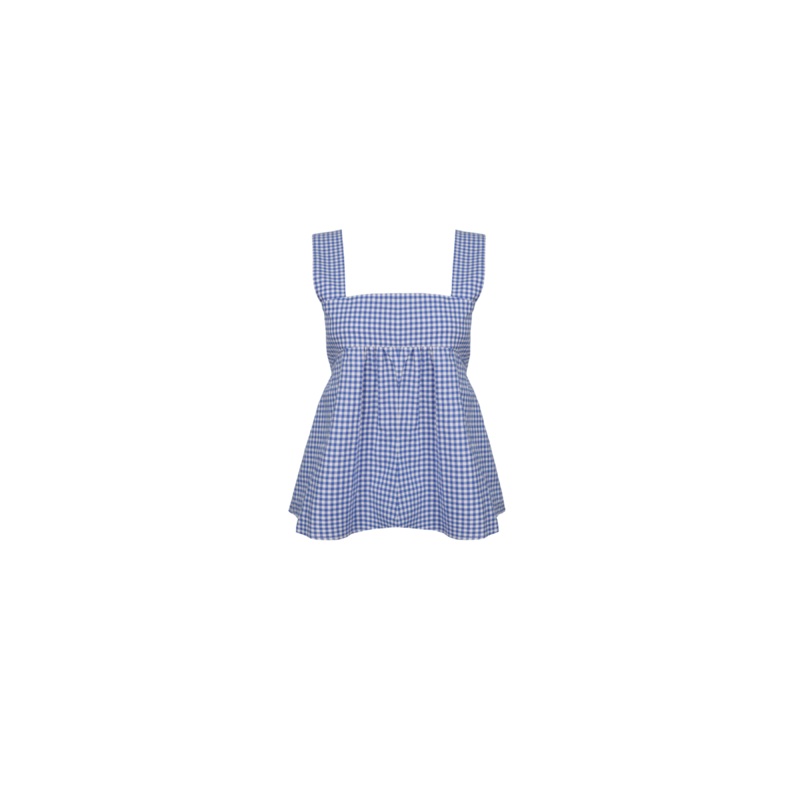 MARGIE TIE-BACK TOP COBALT GINGHAM