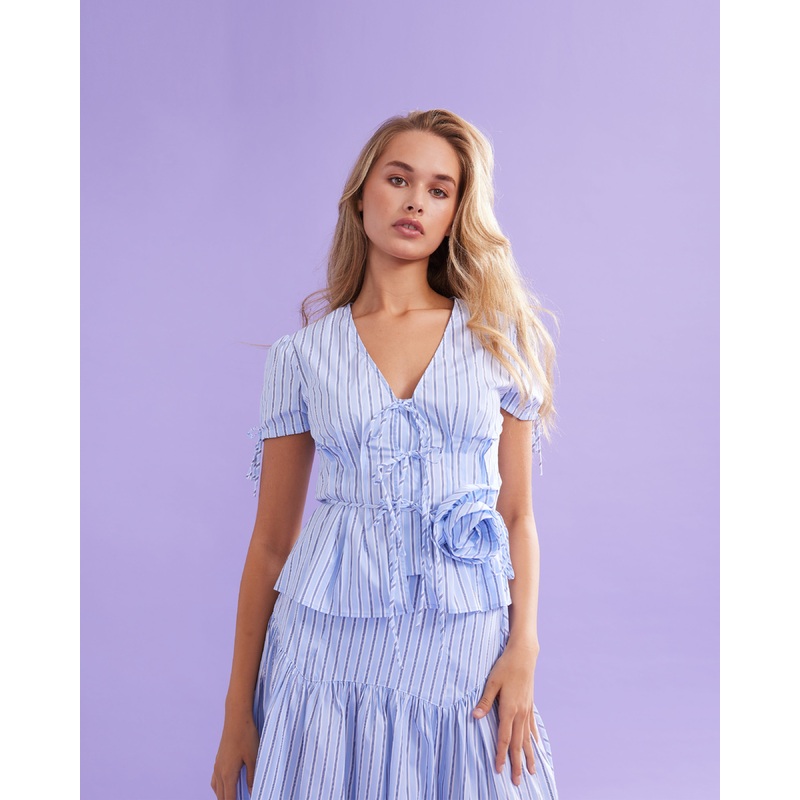 SIMONA BLOUSE BLUE SKY STRIPE|4|6|8|10|12|14|16|18|20