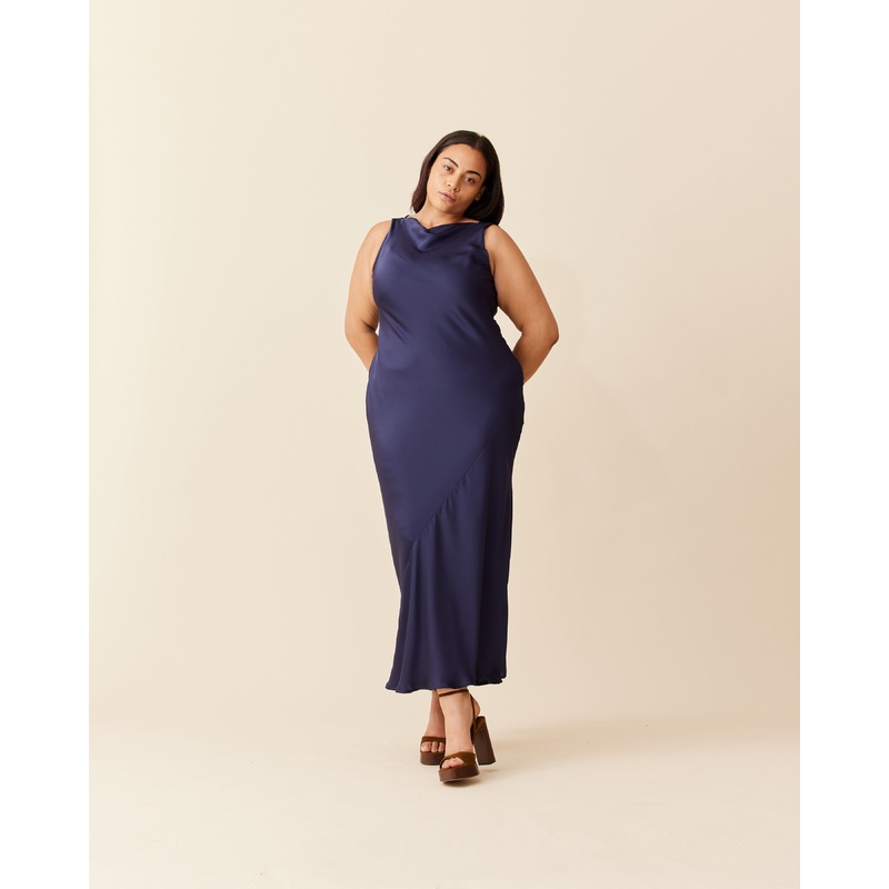 FIREBIRD COWL GOWN MULHOLLAND NAVY
