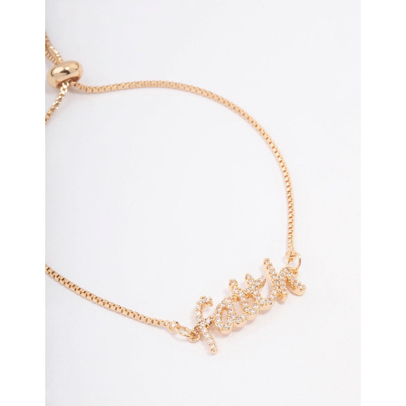 Gold Faith Script Toggle Bracelet