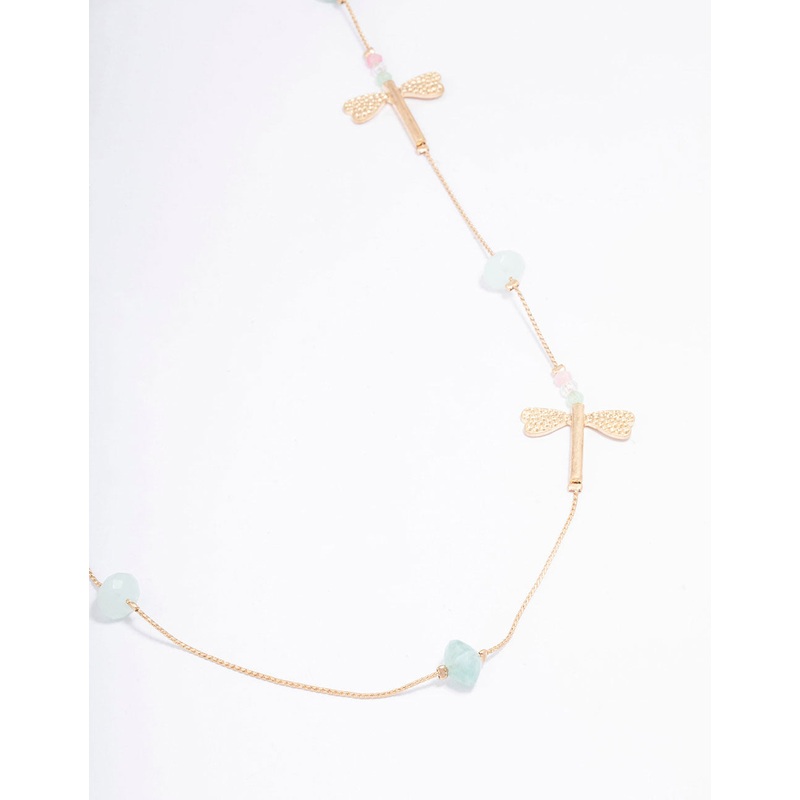 Gold Long Dragonfly Necklace