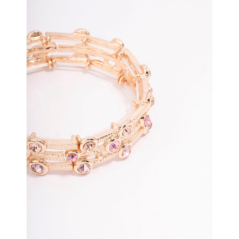 Gold Textured Diamante Bangle