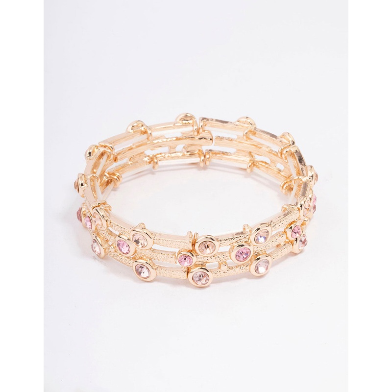 Gold Textured Diamante Bangle