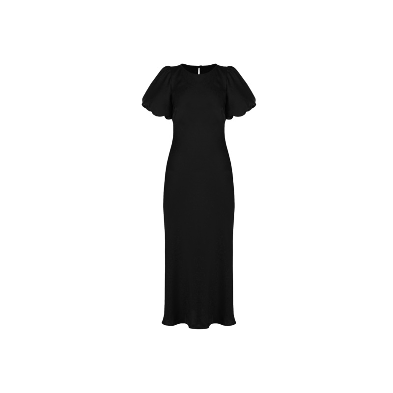 KENDALL SATIN DRESS BLACK|4|6|8|10|12|14|16|18|20|22|24