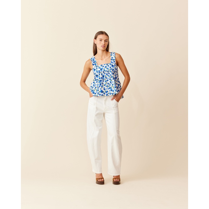 MARGIE TIE-BACK TOP SOMETHING BLUE FLORAL