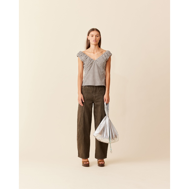 RAQUEL TOP JAVA BUTTER GINGHAM