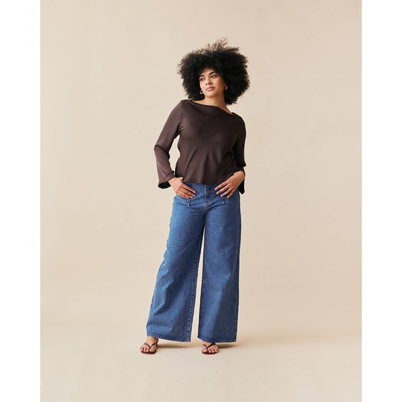 FIREBIRD SATIN COWL TOP ESPRESSO