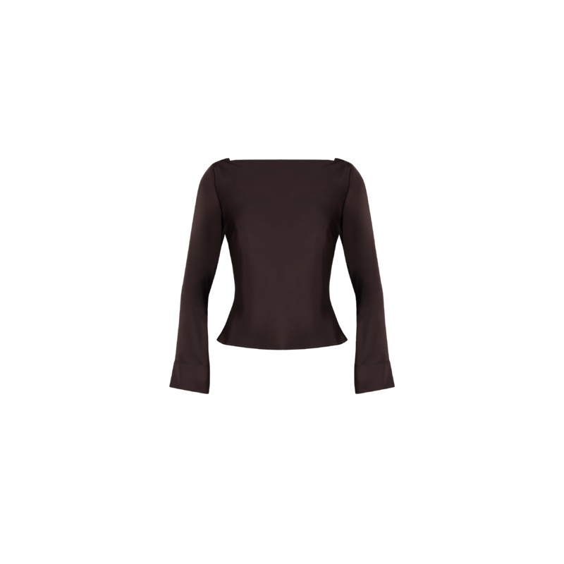 FIREBIRD SATIN COWL TOP ESPRESSO