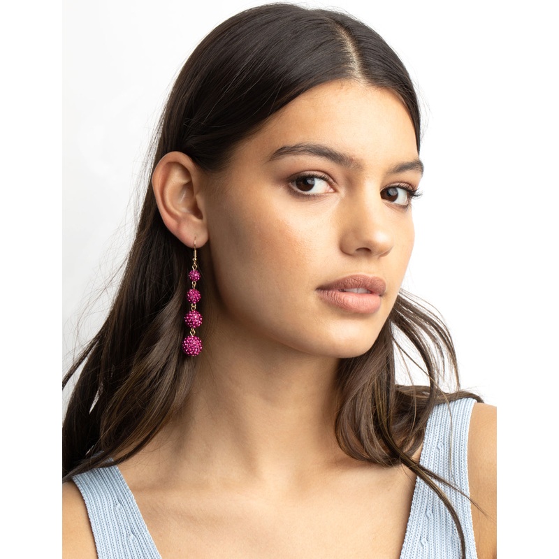 Fuchsia Ball Drop Earrings